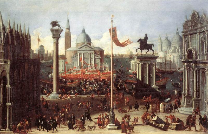 HEINTZ, Joseph the Younger Imaginary Scene with Venetian Buildings sg oil painting image